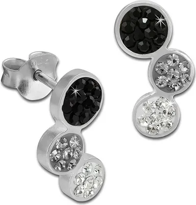 Produktbild von SilberDream schwarz Ohrringe drei Kreise Zirkonia 925 Silber Ohrstecker GSO600S