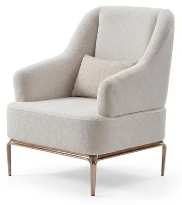 Image de Canapé élégant avec deux fauteuils, en beige, et pieds en métal doré