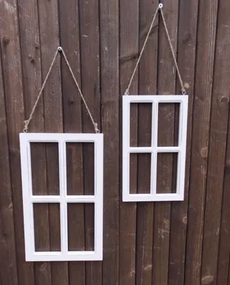 Produktbild von Kleine Deko-Fenster im Set 2 St. Sprossenfenster Dekorahmen weiß 30+23 cm