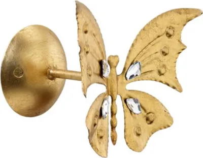 Produktbild von Casa Padrino Luxus Vorhanghalter Schmetterling Gold 15 x 13 x H. 16 cm - Eleganter Metall Gardienenhalter mit Swarovski Kristallglas - Luxus Deko Accessoires