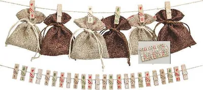 Produktbild von Adventskalender Klammer Set aus Holz 24teilig Weihnachten