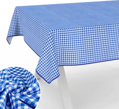 Produktbild von Tischdecke Karo aus Textil mit klassischem Motiv Tischtuch Tischwäsche schmutzabweisend Klassik Blau Breite 140cm Länge 140cm mit Paspelband