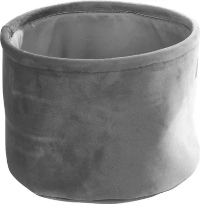 Produktbild von Aufbewahrungskorb - Grau - Samt - Ø 22 x H 16 cm