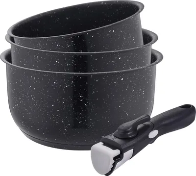 Produktbild von Set aus 3 Töpfen - Edelstahl - Antihaftbeschichtung - 16/18/20 cm