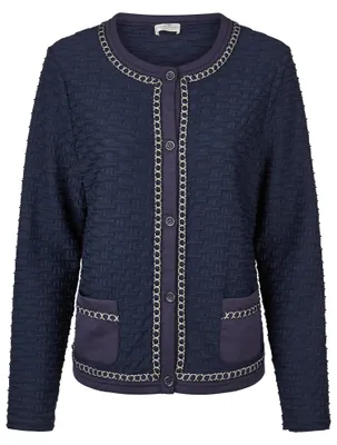 Produktbild von Damen Strickjacke navy strukturierter Cardigan mit Knopfleiste