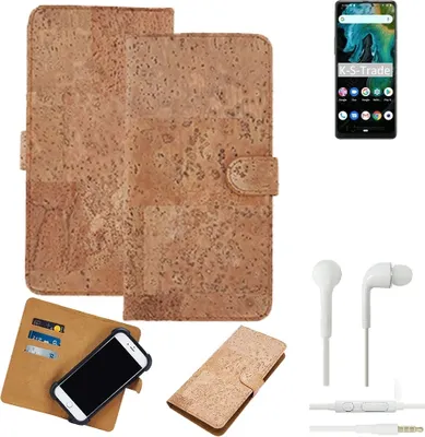 Produktbild von K-S-Trade Hülle kompatibel mit Cubot Max 3 + in ear Kopfhörer Kork Handyhülle Cover  Schutzhülle TPU Case Bumper in Hellbraun, (1x)