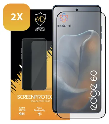 Productafbeelding van 2-Pack MobyDefend Screenprotectors - Geschikt voor  Motorola Edge 60  -  Screensavers Met Zwarte Randen - Gehard Glas