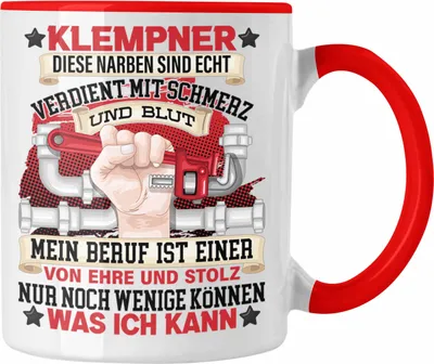 Produktbild von Trendation - Klempner Tasse Geschenk Handwerker Geschenkidee Spruch für Männer (Rot)