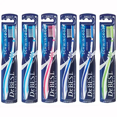 Produktbild von Dr.BEST Zahnbürste Schwingkopf weich mit Kugelgelenk 6er Pack