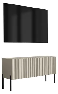 Produktbild von TV-Schrank mit geriffelter Front, Kaschmir, gerade schwarze Beine, 100 × 32 × 52 cm