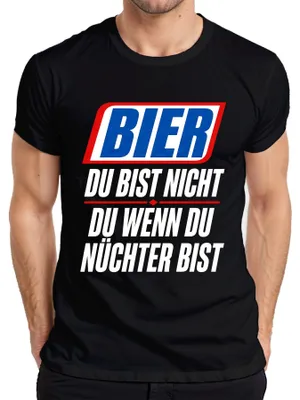 Produktbild von Bier Du bist nicht du wenn du nüchtern bist Statement Sarkasmus Herren T-Shirt, Schwarz, S