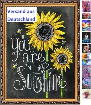 Produktbild von 5D Diamond Painting anfänger Full Set, DIY Cross Stitch Stickerei Malerei Kit, Malen Nach Zahlen, Diamant Painting Bilder zubehör, Zum Schlafzimmer Wohnzimmer Nachbildung 30 x 40cm (Sonnenblumen)