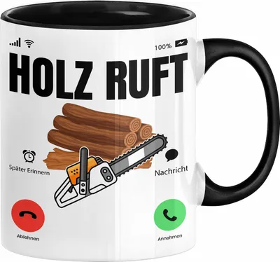 Produktbild von Holzarbeiter Schreiner Tischler Geschenk Tasse Holz Ruft An Holzarbeit Waldarbeiter Kaffee-Becher (Schwarz)