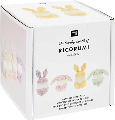 Produktbild von Rico Design Ricroumi Häkelset - Eierbecher, DK, Lila, Minze, Rose, Gelb, Baumwolle, 57,5 m, 7 Stück(e), Sehr milde Feinwäsche (30°C)