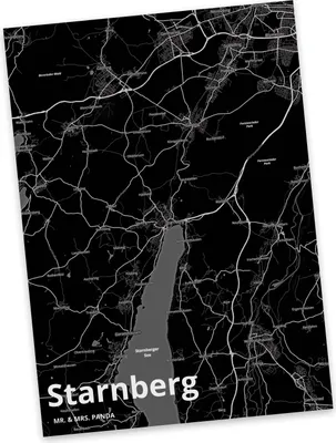Produktbild von Mr. & Mrs. Panda Grußkarte Starnberg - Geschenk, Postkarte, Ansichtskarten, Postkarten, Ansichtskarte, Kunstkarten, Stadt, Dorf Karte Landkarte Map Stadtplan