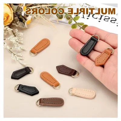 Produktbild von 2 Stück Leder Reißverschlussgriffe 41 mm für DIY-Projekte