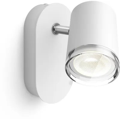 Produktbild von Philips Hue White ambience Adore Badezimmer Spot weiß + Dimmschalter, Intelligenter Einbaustrahler, Bluetooth/Zigbee, Weiß, LED, Metall, GU10