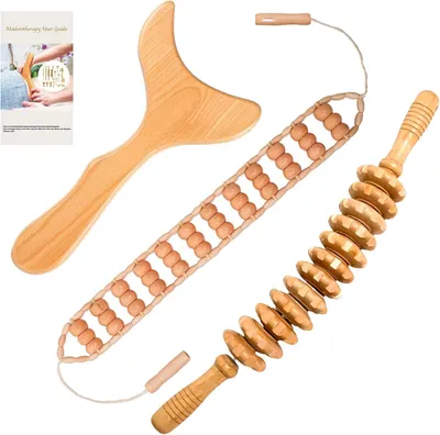 Produktbild von Holz Massagewerkzeuge Set 3 Stück, Maderotherapie, Cellulite Massage