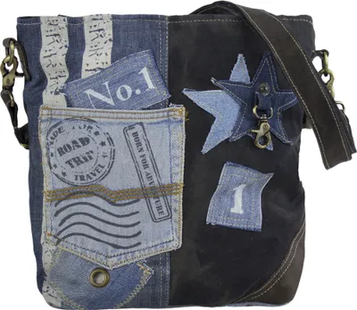 Produktbild von Sunsa Damen Tasche Umhängetasche Handtasche Canvas & Leder bag mit Jeans Taschen Denim klein Schultertasche Damentaschen Vintage Crossbody Handtaschen Teenager Fashion