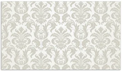 Produktbild von Wallario Herdabdeckplatte aus Glas, Größe 90 x 52 cm 3-teilig, Motiv Königliche Schnörkelei in weiß und beige
