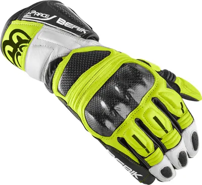 Image de Gants de moto Berik Namib Pro, noir/blanc/jaune fluo, XS