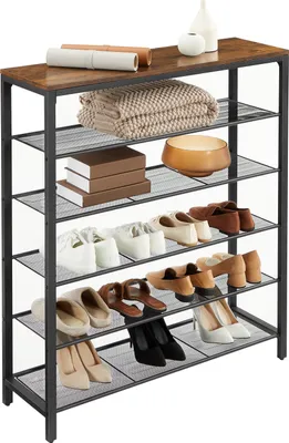 Produktbild von VASAGLE Schuhregal Schuhschrank Schuhablage mit 5 Gitterebenen vintagebraun