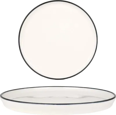 Immagine prodotto di Piatto da dessert Rinart - Bordo nero - Porcellana - 20 cm