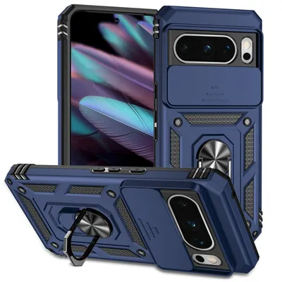 Obrázek produktu pro Pouzdro pro Google Pixel 8 Pro dvouvrstvé pouzdro s posuvným krytem kamery a prstencovým stojánkem modré