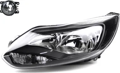 Zdjęcie produktu dla Reflektory pasujące do Ford Focus, produkcja od 04/2011 do 09/2014, typ żarówek H7 i H1, oraz światła przeciwmgielne. Numery części: 1786449, 1710195, 1713249, 1715435, 1719076, 1719098, 1721999, 172201. Producent: Johns