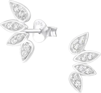 Produktbild von Ohrstecker 925 Sterling Silber Blätter mit Zirkonia