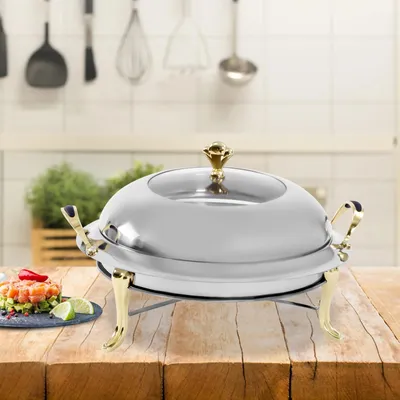 Immagine prodotto di Riscaldatore per buffet in acciaio inossidabile, diametro 28 cm, con maniglie