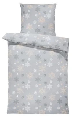 Produktbild von Winter Biber Bettwäsche 135x200 cm Schneeflocke Kristalle Flanell Baumwolle