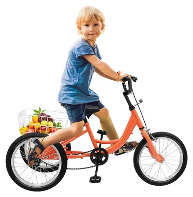 Produktbild von Kinder Dreirad - Pedicab - 35 cm Räder - Rahmen aus Kohlenstoffstahl - Doppel-V-Bremse - Großer Hinterkorb - Tragkraft 50 kg