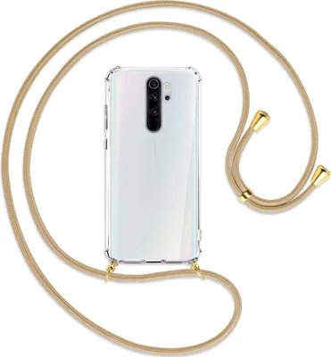 Produktbild von Handykette Backcover-Schutzhülle mit Band (Metall goldfarben) für Xiaomi Redmi Note 8 Pro - caramel