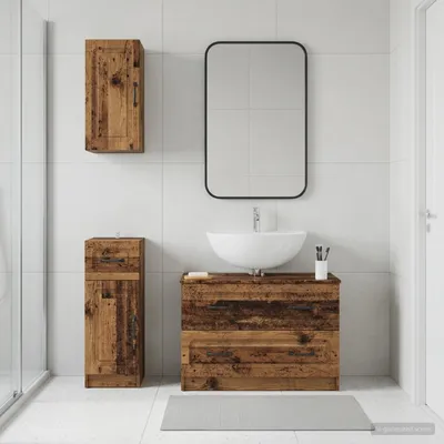 Immagine prodotto di Maison Exclusive - Sistema di mobili da bagno in 3 pezzi, modello UTRECHT, in legno di recupero