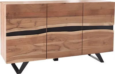 Produktbild von riess-ambiente Massivholz Sideboard AMAZONAS 150cm Akazie natur Metall schwarz Baumkante Kommode Wohnzimmerschrank Schrank