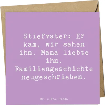 Produktbild von Mr. & Mrs. Panda Glückwunschkarte Spruch Stiefvater Liebe - Lavendeltraum - Geschenk, Handgemacht, Familie, Verwandte, Geschenke, Stiefkinder, doppelkarte, anlasskarte