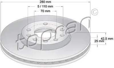 Produktbild von 2x TOPRAN Bremsscheibe 205 524 vorne für OPEL Corsa C Schrägheck (X01) 42 5mm