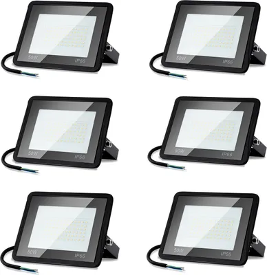 Produktbild von Wolketon 6ks 50W LED reflektor vonkajší reflektor Super jasný 4250LM reflektor 3000K teplá biela, IP66 vodotesný vonkajší reflektor pre záhradu, garáž, športovisko, dvor