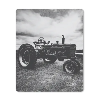 Produktbild von MuchoWow® Mauspad Mousepad Traktor - Schwarz - Weiß - Bauernhof - Vintage 30x40 cm - Mousepads - Maus Mat - Pad - Mausunterlage - Mausmatten
