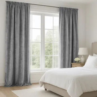 Zdjęcie produktu dla Zasłona Velvet zaciemniająca na taśmie 140x270 cm szara - elegancka i funkcjonalna