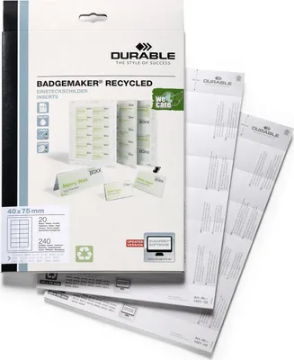 Produktbild von Einsteckschilder 40x75mm 20 Bogen (240 Schilder) weiß Packung mit 10 Stück