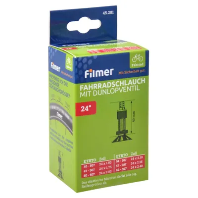 Produktbild von Filmer 45.281 Fahrradschlauch 24 x 1,75/1,95 Dunlop - Schlauch für 24" Fahrrad
