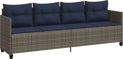 Produktbild von vidaXL Sonnenliege mit Kissen Grau Poly Rattan