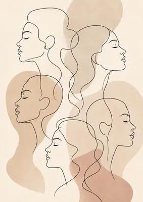 Immagine prodotto di Poster con linee stilizzate, profilo di diverse donne, formato DIN A2, finitura opaca