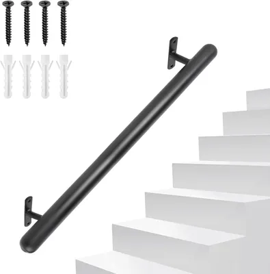 Produktbild von Geländer – Wandbefestigung – Innensicherheit – Edelstahl – 91 cm – Schwarz