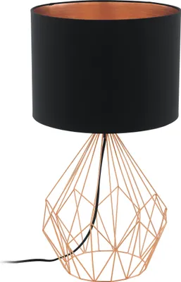 Produktbild von EGLO Tischlampe Pedregal 1, Tischleuchte Vintage, Industrial, Retro, Nachttischlampe Stahl und Textil in Schwarz und Kupfer, Lampe mit Schalter, E27