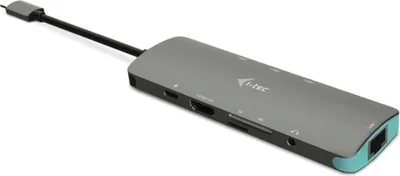 Obrázok produktu pre i-tec Metal C31NANODOCKLANPD, Kábel, USB 3.2 Gen 1 (3.1 Gen 1) Type-C, 100 W, 10,100,1000 Mbit/s, Strieborná, Tyrkysová, Microsd (transflash), SD