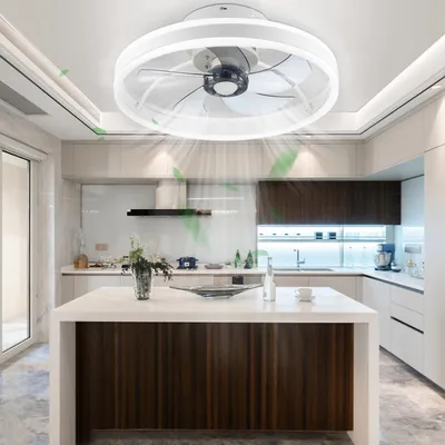 Produktbild von Deckenventilator mit LED-Licht - Rund 50 cm - 50 W - 5 Flügel - Dimmbar - Fernbedienung - Leise