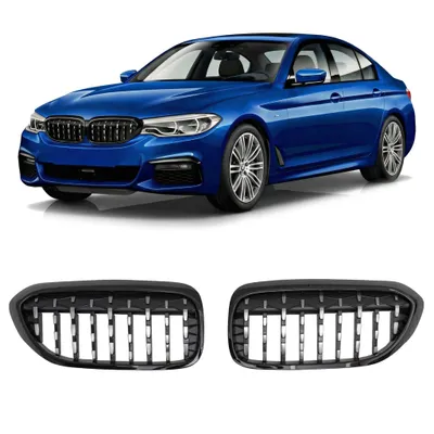 Produktbild von HERSTMOTO Kühlergrill CHROM, "NIEREN", passend für BMW 5er G30 2017-2020, Frontgrill, Auto-Frontgrill, Frontstoßstangenhaubengitter, Radiator Grille